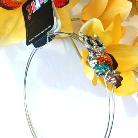 BRASH RHINESTONE SILVER OWL HAIRBAND SIZE OS NWT - Picture 4 of 7